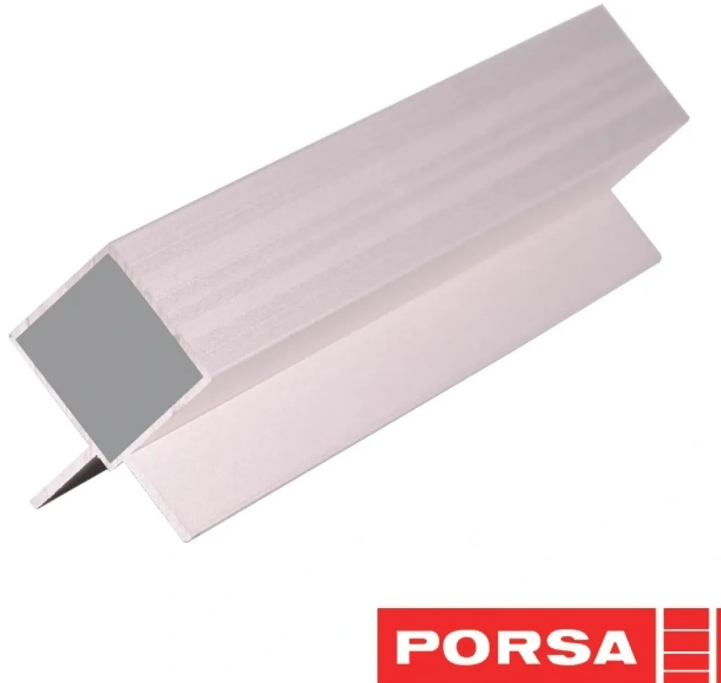 Porsa sølv aluprofil med dobbelt vinkelflig 85 cm.