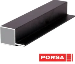 Porsa sort aluprofil firkantet med flig 25 cm.