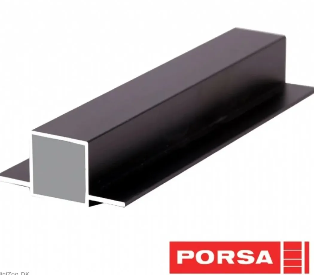 Porsa sort aluprofil med dobbelt flig 75 cm.