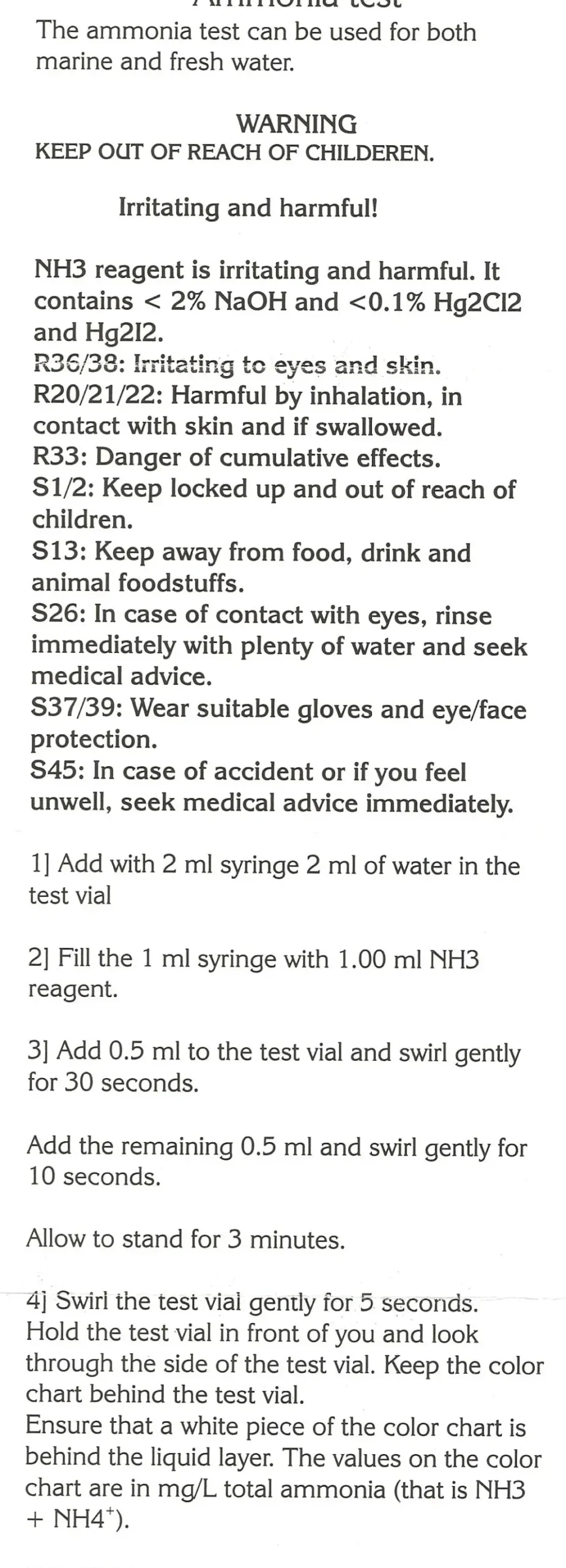 Salifert Ammonium Test NH3 / NH4