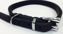 Timely halsbånd olieret læder sort 12 mm 20 cm - blød kontrol til små hunde