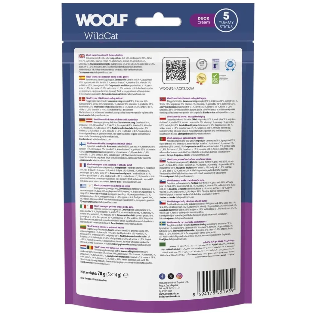 Woolf Wildcat Cream 5 stk - Cremet kattegodbid med and og catnip