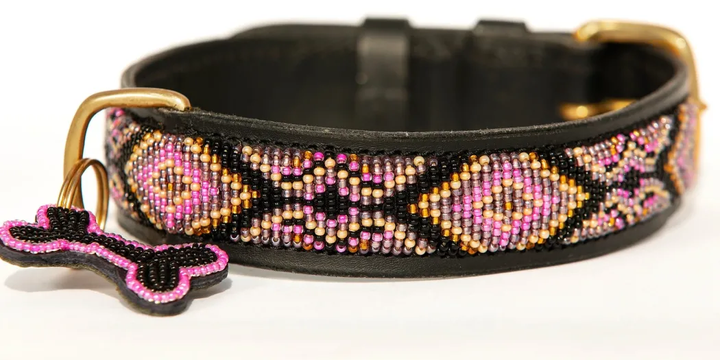 Zinj Ombima halsbånd X-Large Pink - håndlavet hundehalsbånd